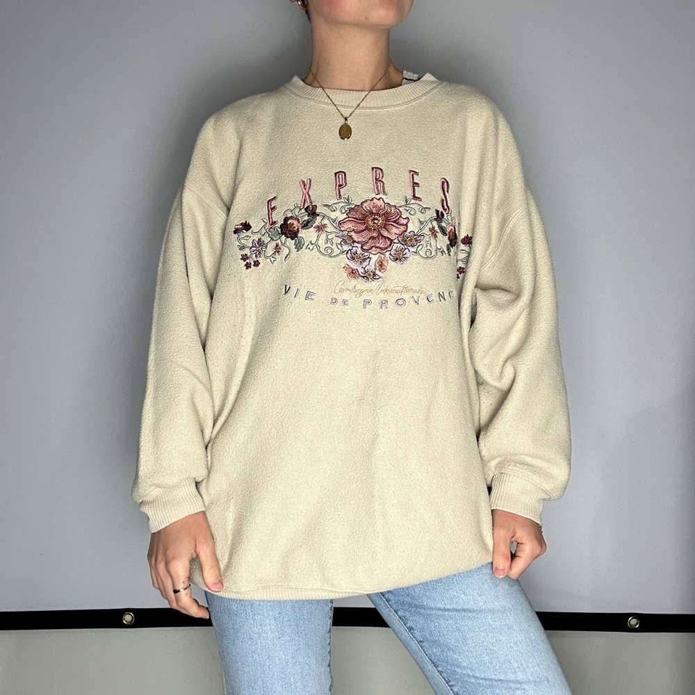 Express Brand Vintage Floral 90’s Inspired Cream Floral Sweatshirt